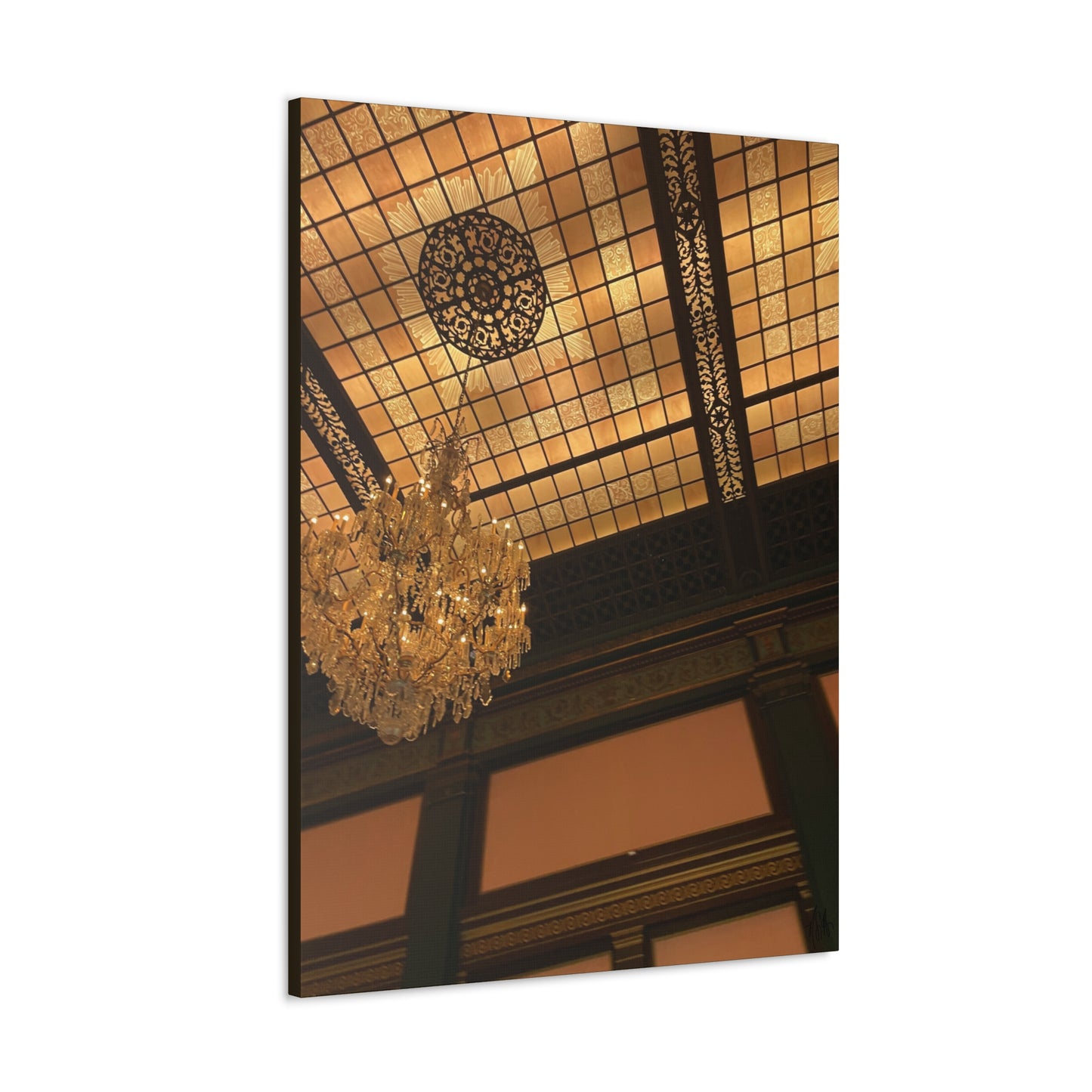 Amber Elegance: Chandelier Art from Longwood Gardens - Canvas Gallery Wraps