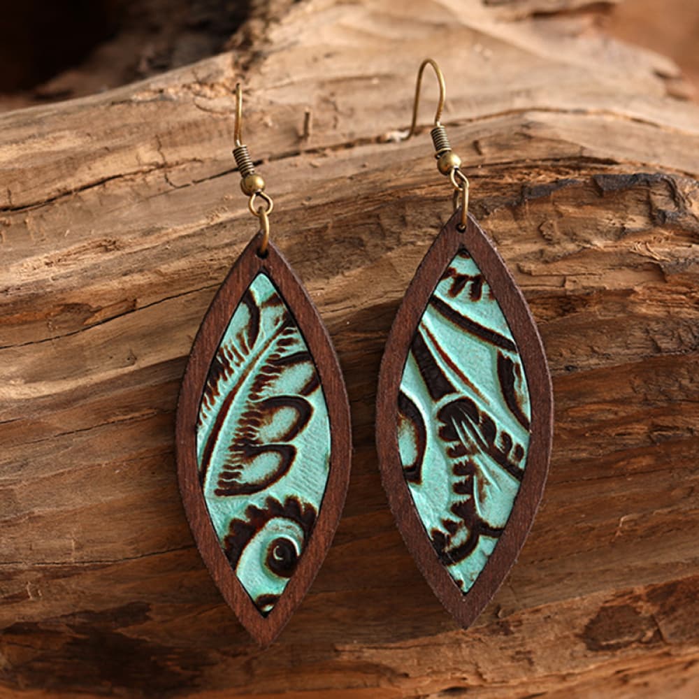 Geometric Wooden Dangle Earrings