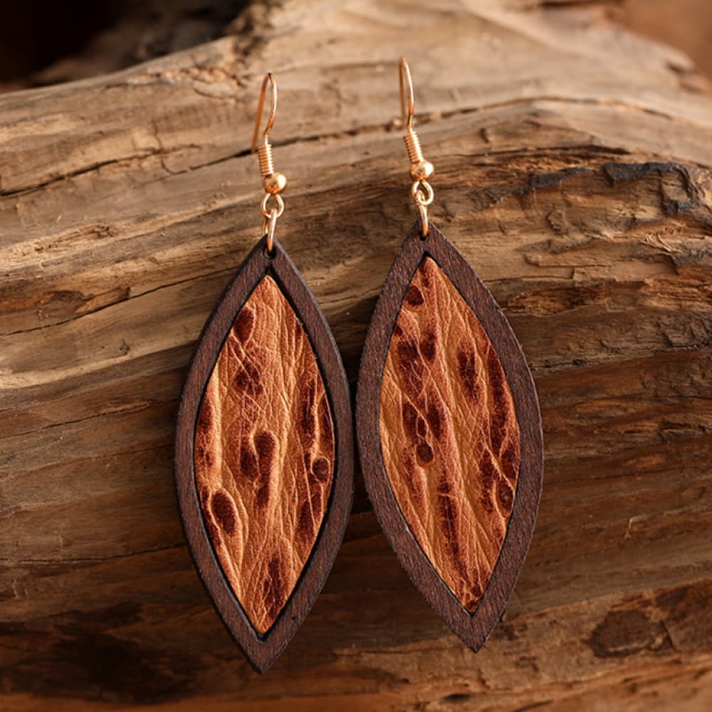 Geometric Wooden Dangle Earrings