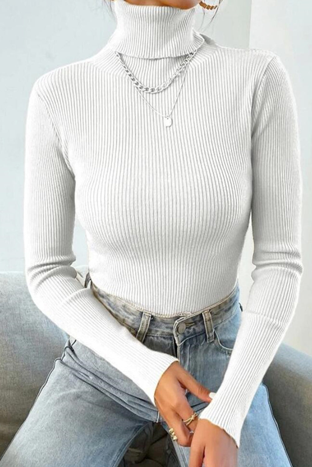 Turtleneck Pullover Knit Top