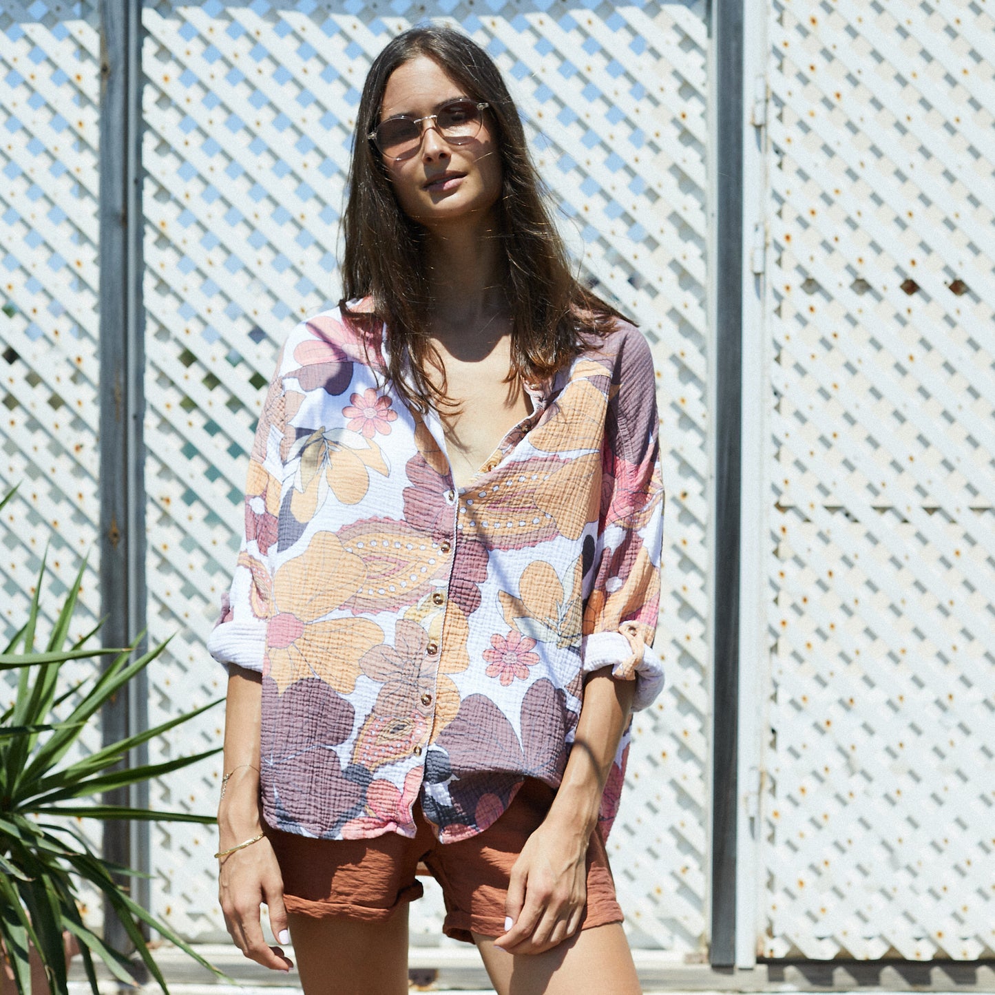 Cotton 70's Retro Print Summer Boho Blouse