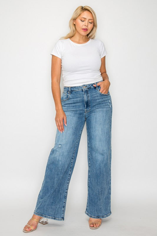 High Rise Wide Leg Jeans with Pockets