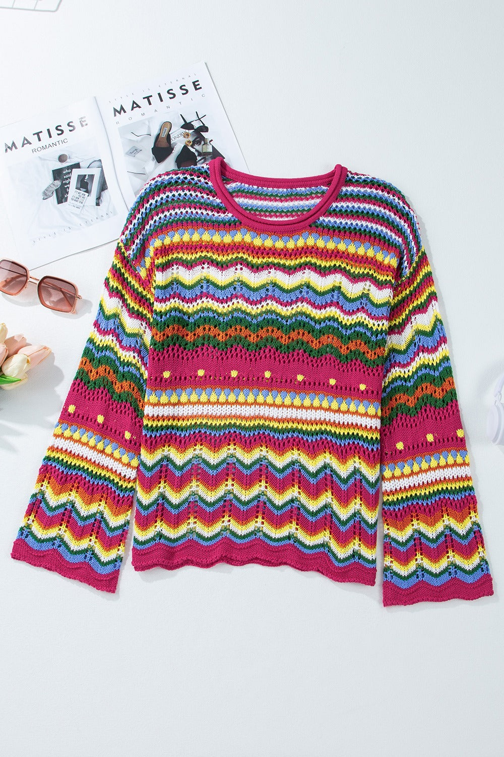 Round Neck Long Sleeve Knit Top