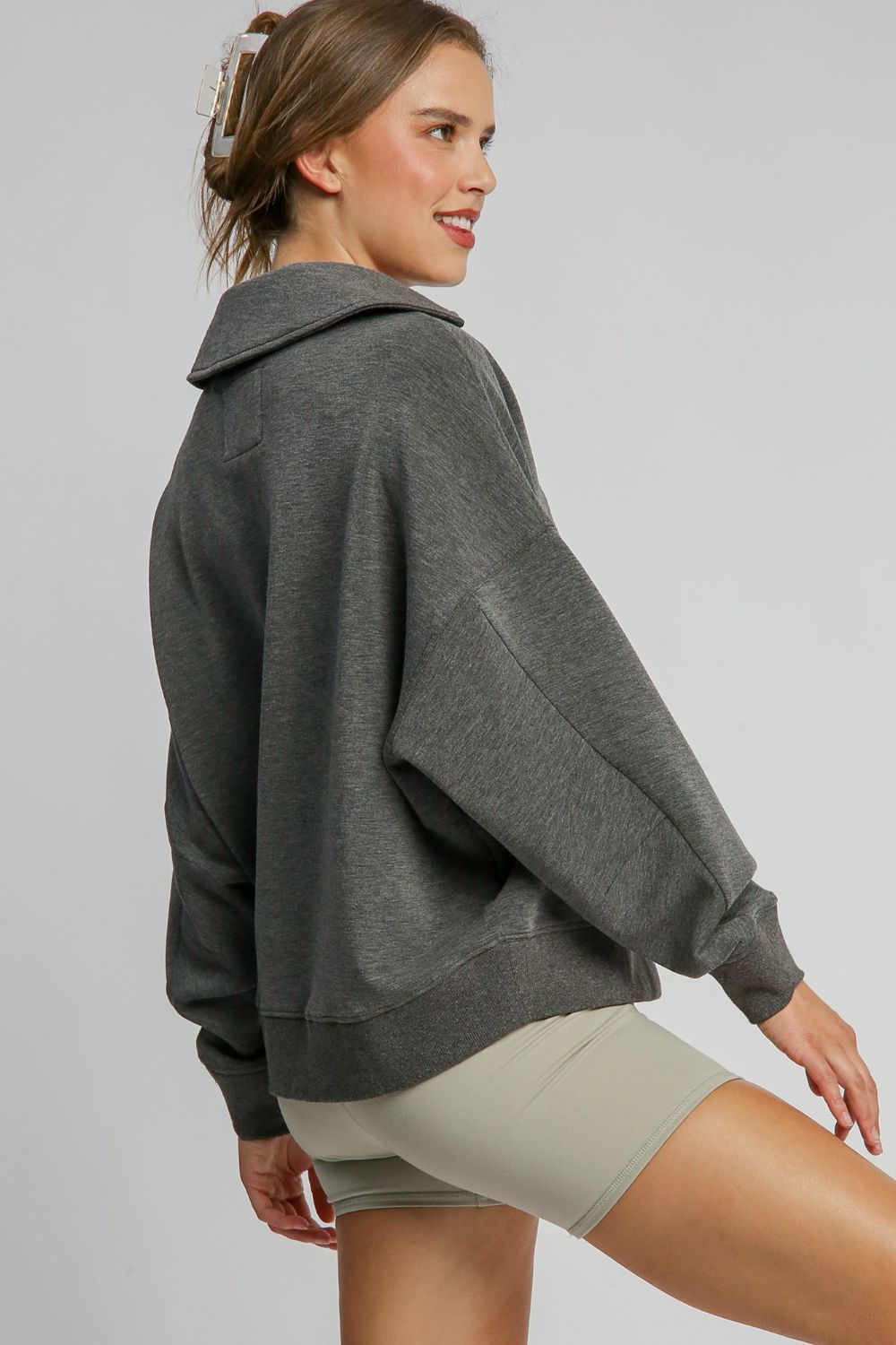 Johnny Collar Dropped Shoulder Sweatshirt