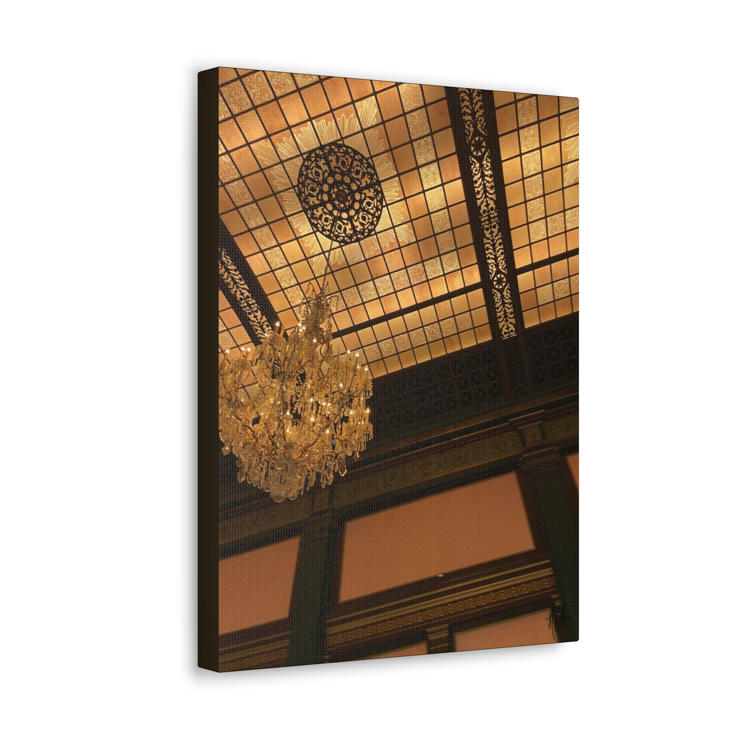 Amber Elegance: Chandelier Art from Longwood Gardens - Canvas Gallery Wraps