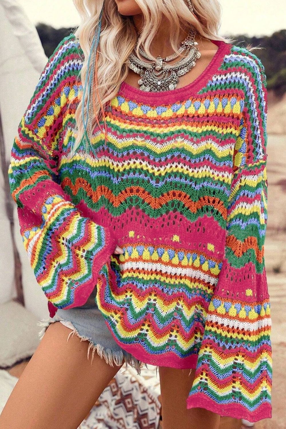 Round Neck Long Sleeve Knit Top