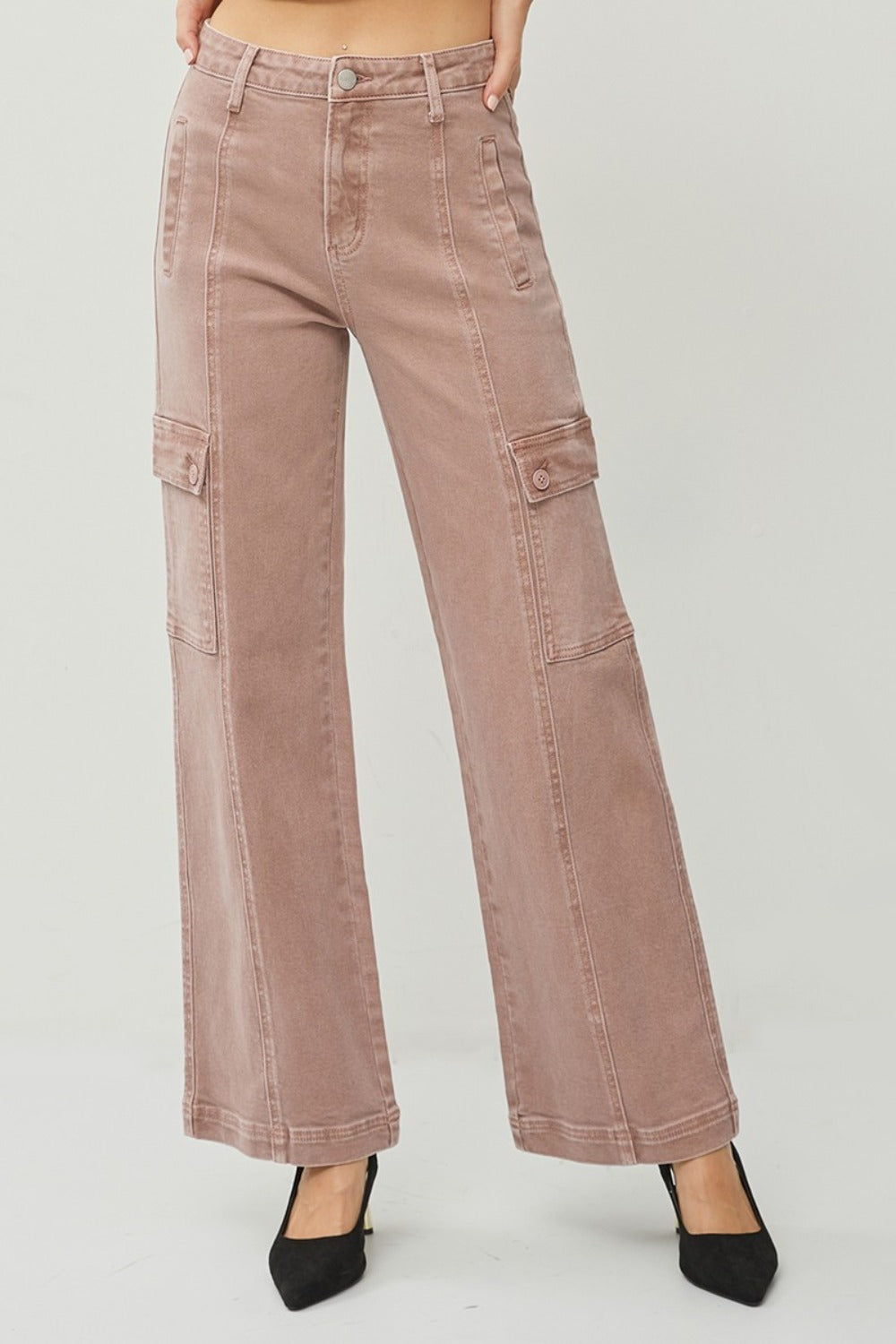 High Rise Wide Leg Cargo Jeans