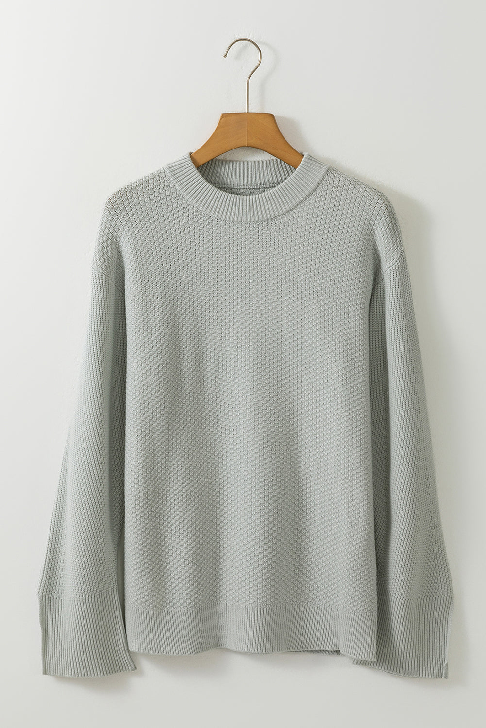 Dark Green Textured Knit Loose Sweater