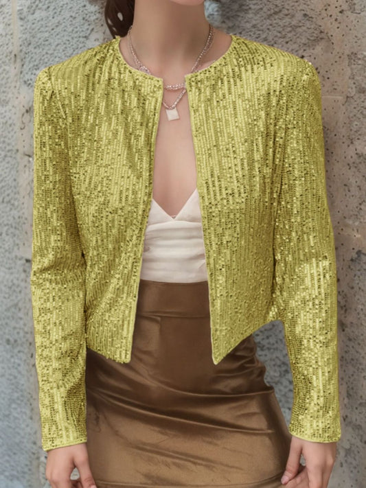 Sequin Open Front Cropped Jacket