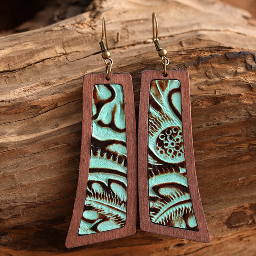 Geometric Wooden Dangle Earrings