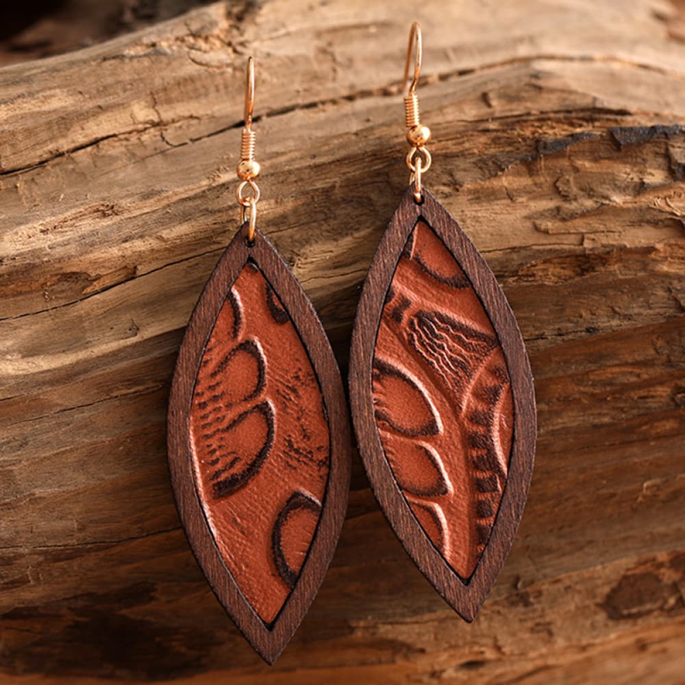 Geometric Wooden Dangle Earrings