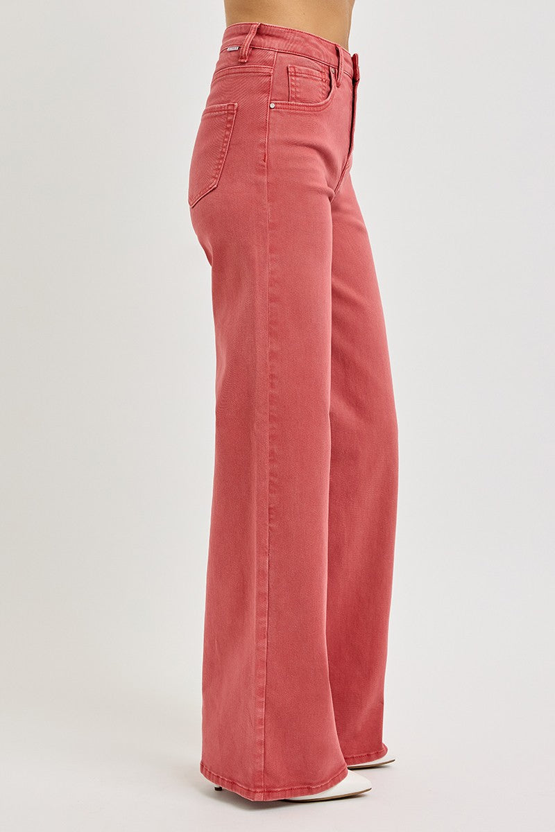 Full Size High Rise Tummy Control Wide Leg Jeans