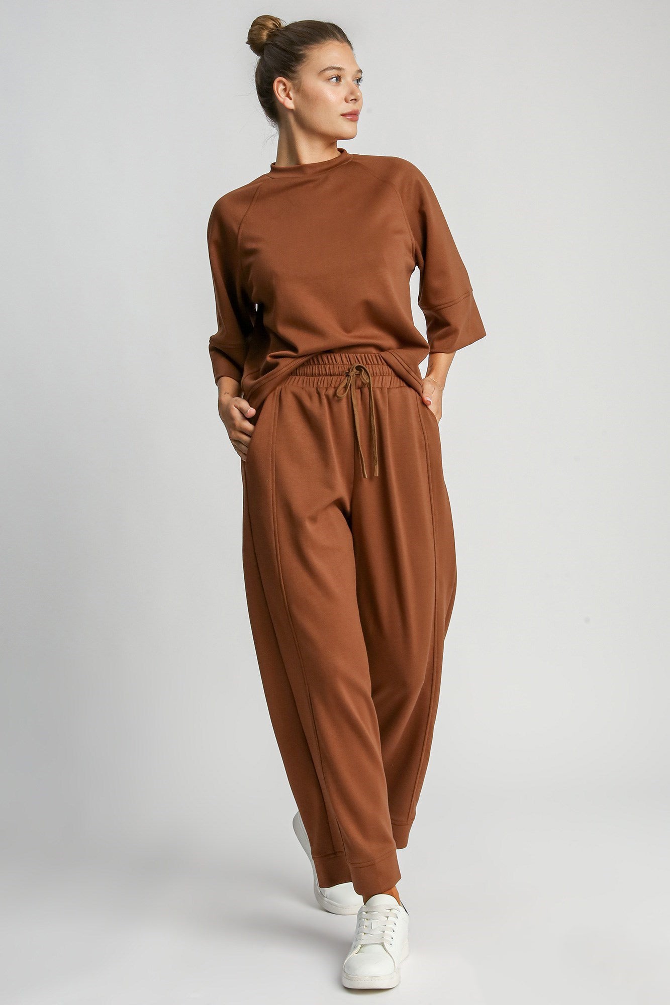 Drawstring Wide Leg Pants with Pockets